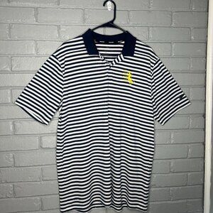 Nike Golf Polo Striped Shirt Navy and White Size Large